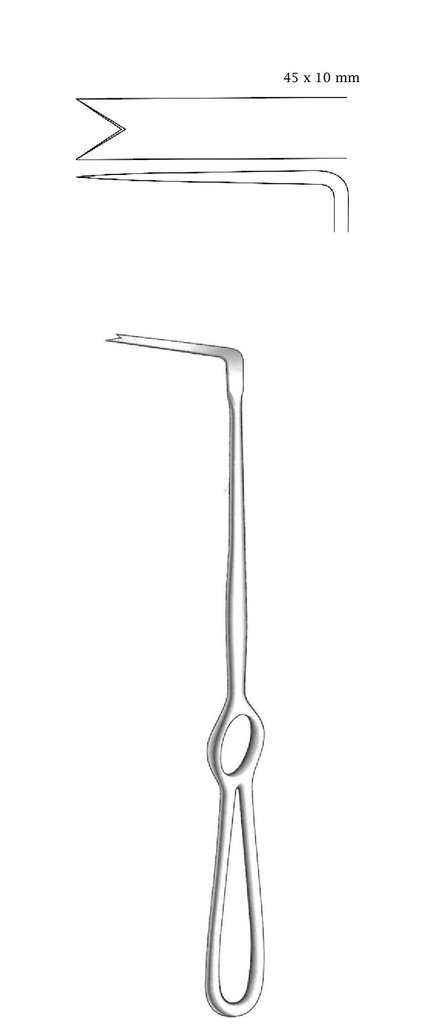 Retractor de columna nasal Obwegeser, hoja = 45 x 10 mm