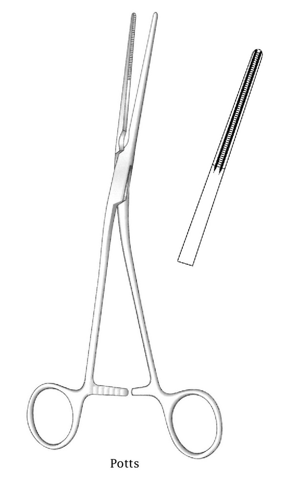 Pinza vascular multipropósito Potts, ángulo a la derecha - longitud = 21 cm / 8-1/4&quot;