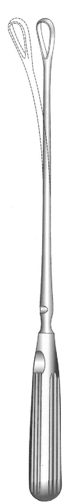 Cureta uterina Recamier-Sims-Bumm, figura 4, maleable, hoja desafilada, ancho = 11 mm - longitud = 26 cm