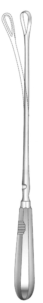 Cureta uterina Recamier-Sims-Bumm C, figura 15, maleable, hoja afilada, ancho = 35 mm - longitud = 26 cm