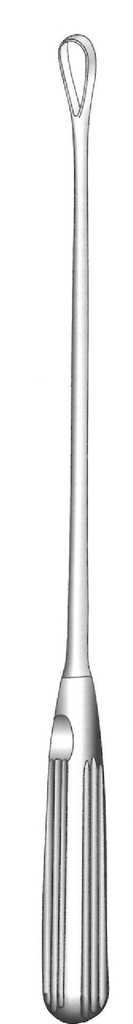 Cureta uterina Recamier-Sims-Bumm, figura 16, rígida, hoja desafilada, ancho = 40 mm - longitud = 34 cm