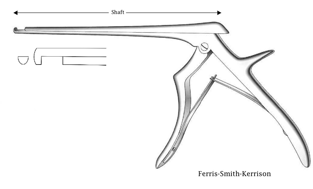 Pinza para disco intervertebral Ferris-Smith-Kerrison, corte hacia abajo, ancho de punta = 4 mm - longitud del eje = 20 cm