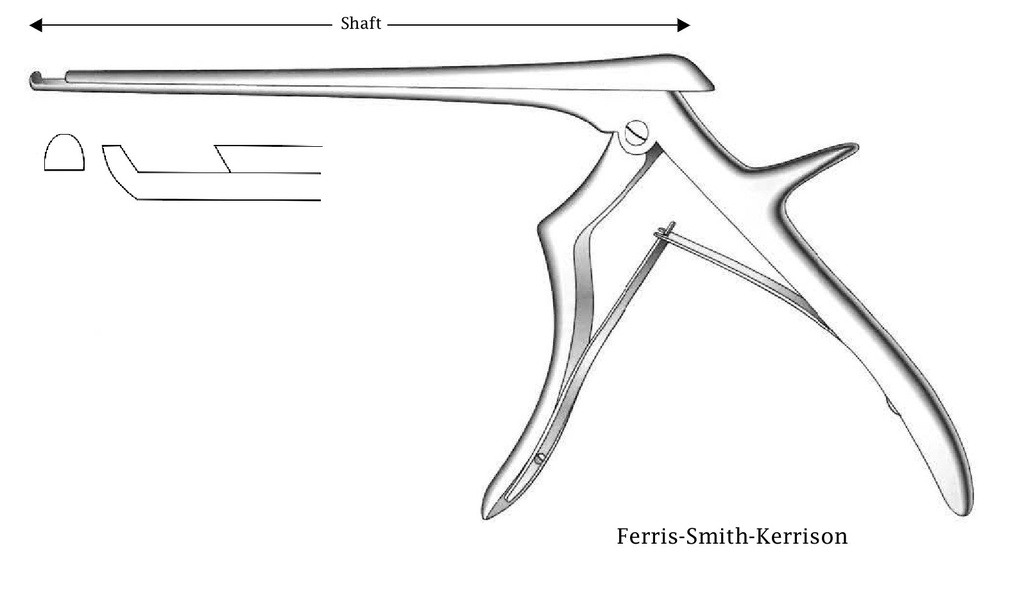 Pinza para disco intervertebral Ferris-Smith-Kerrison, corte hacia adelante, ancho de punta = 5 mm - longitud del eje = 20 cm