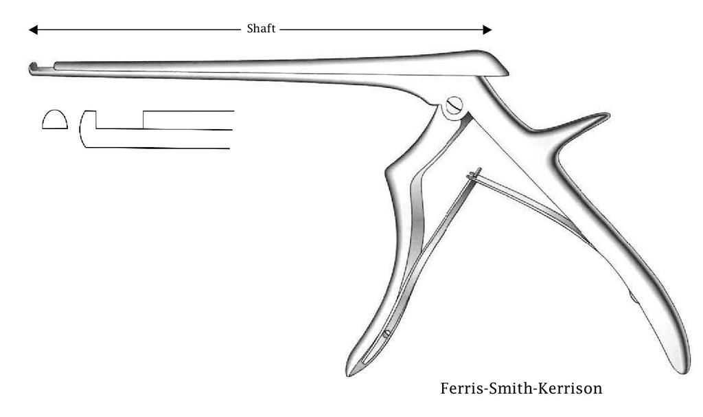 Pinza para disco intervertebral Ferris-Smith-Kerrison, corte hacia arriba, ancho de punta = 5 mm - longitud del eje = 20 cm