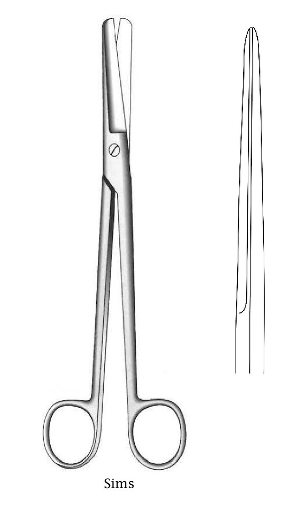 Tijera uterina Sims, recta, desafilada - longitud = 20 cm / 8&quot;