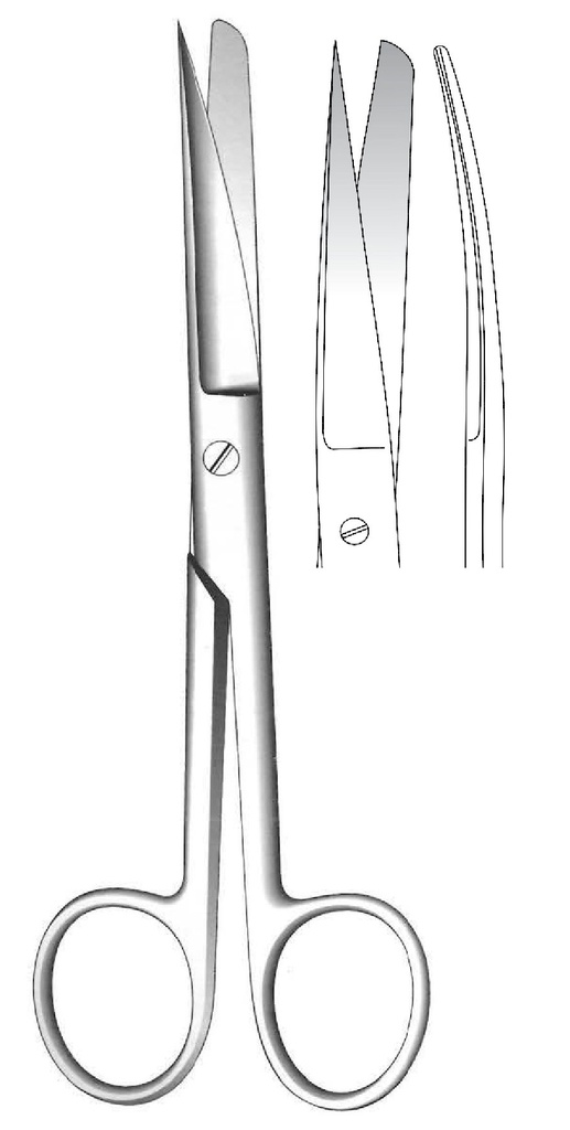 Tijera quirúrgica estándar premium, curva, afilada / desafilada - longitud = 15.5 cm / 6&quot;