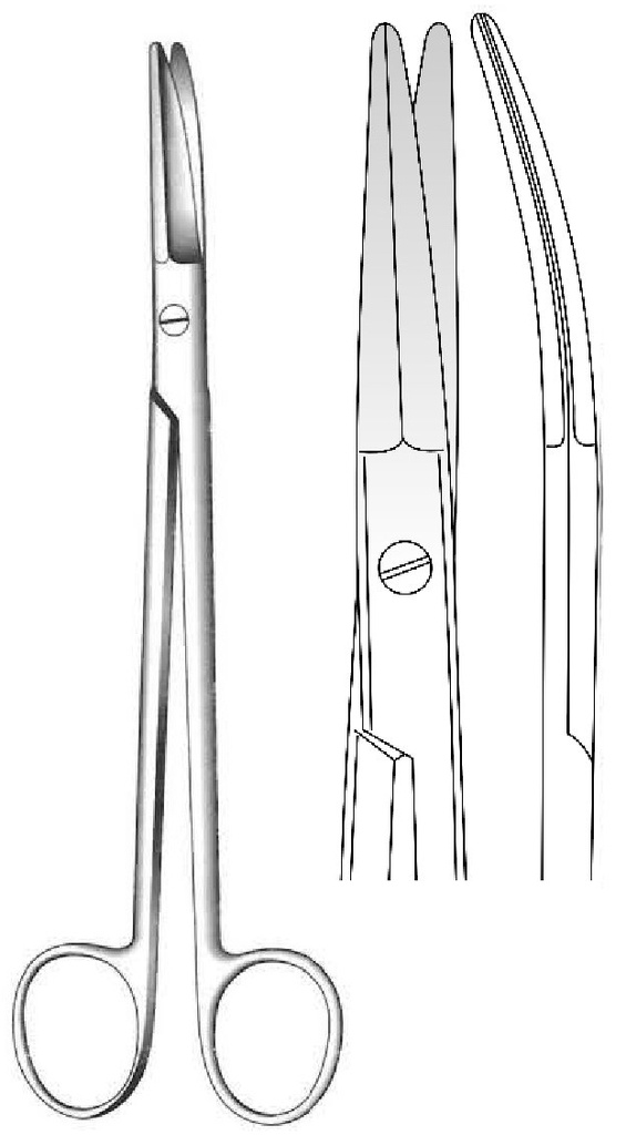 Boettcher Bevelled Blade Tijera - longitud = 18 cm / 7&quot;, redondo Tip, Curva