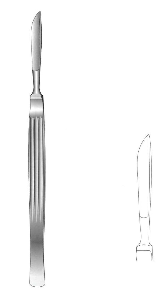 Cuchillo de disección sólido (Con Mango acanalado) - longitud = 17 cm / 6-3/4&quot;