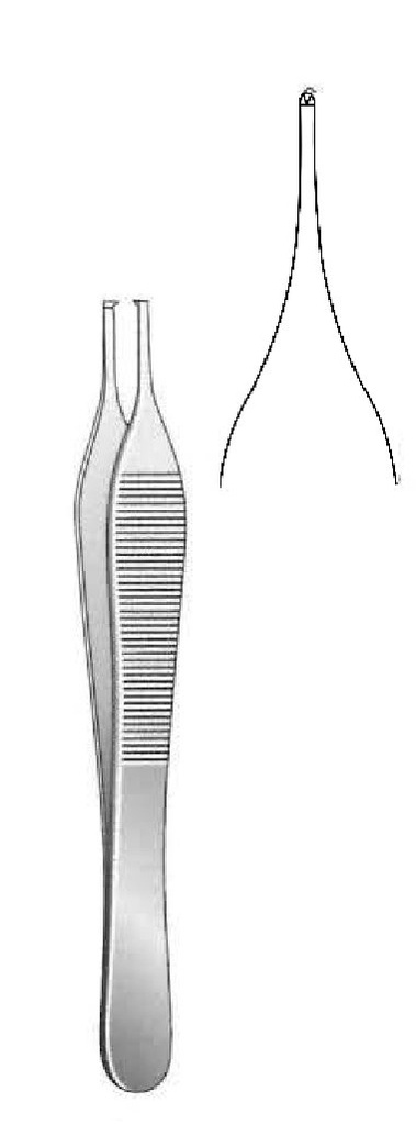 Pinza de tejido Adson premium - longitud = 12 cm / 4-3/4&quot;, dientes = 1:2