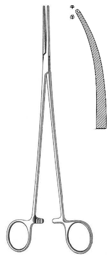 Bengolea Forcep Arterial - longitud = 26 cm / 10-1/4&quot;, Dientes = 1:2, Curva