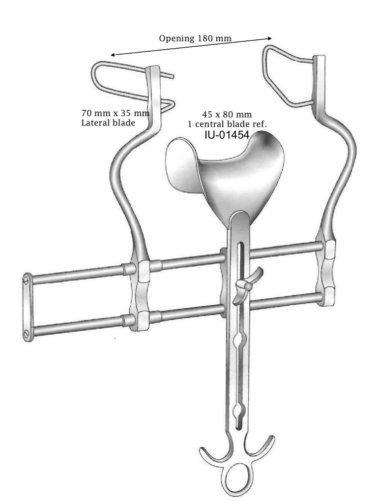 Retractor abdominal Balfour premium - valva central = 45 x 80 mm, valva lateral = 70 x 35 mm