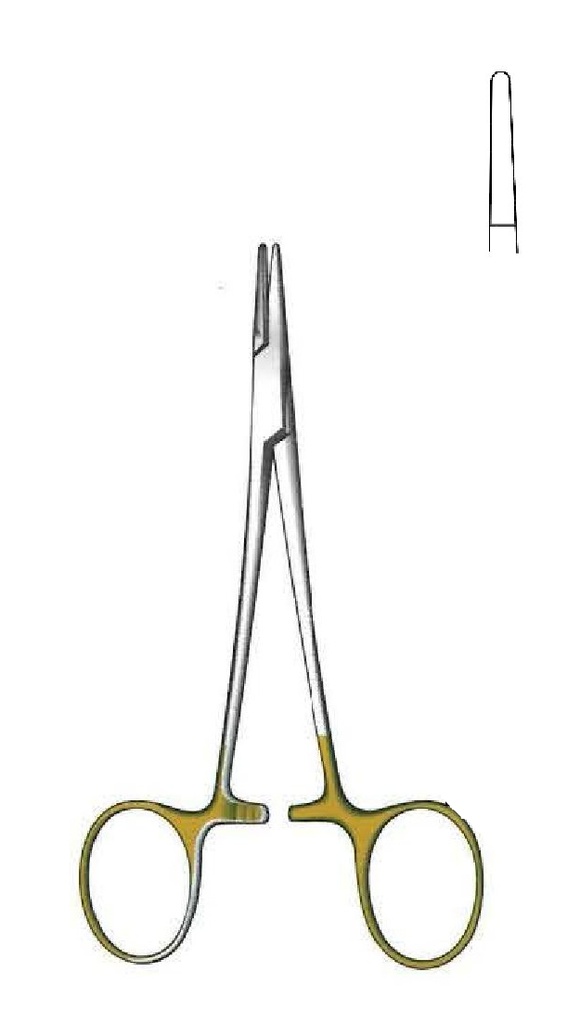 Porta agujas Halsey premium, liso, TC Gold - longitud = 13 cm / 5&quot;