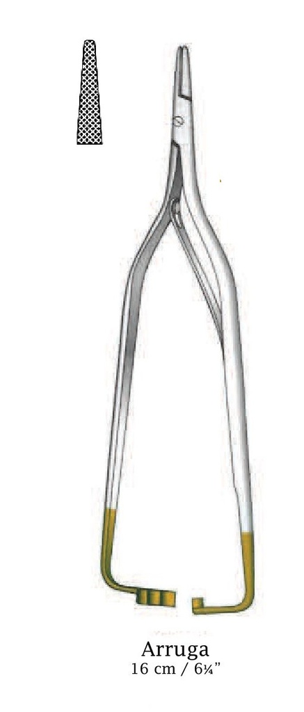 Porta agujas Arruga premium - longitud = 16 cm / 6-1/4&quot;, recta, TC Gold