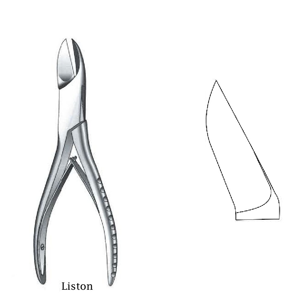 Pinza cortante para hueso Liston premium, curva - longitud = 22 cm / 8-3/4&quot;