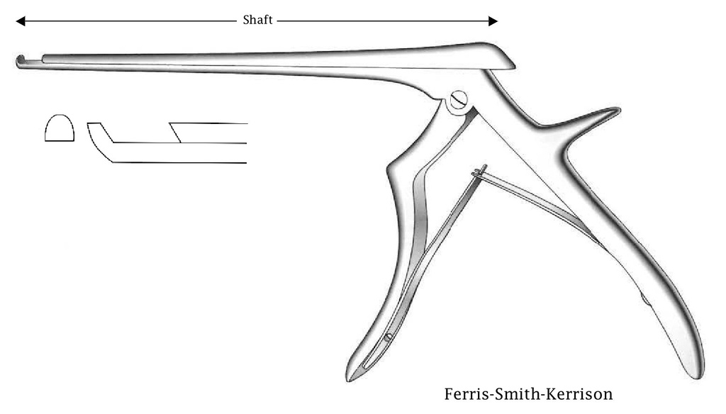 Pinza para disco intervertebral Ferris-Smith-Kerrison premium, corte hacia adelante, ancho de punta = 5 mm - longitud del eje = 18 cm