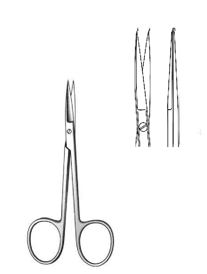 Tijera quirúrgica fina Iris premium, afilado, recta, plana - longitud = 9 cm / 3-1/2&quot;