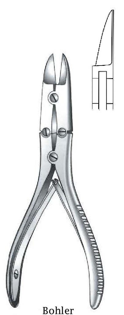 Pinza cortante para huesos Bohler premium - longitud = 14.5 cm / 5-3/4&quot;
