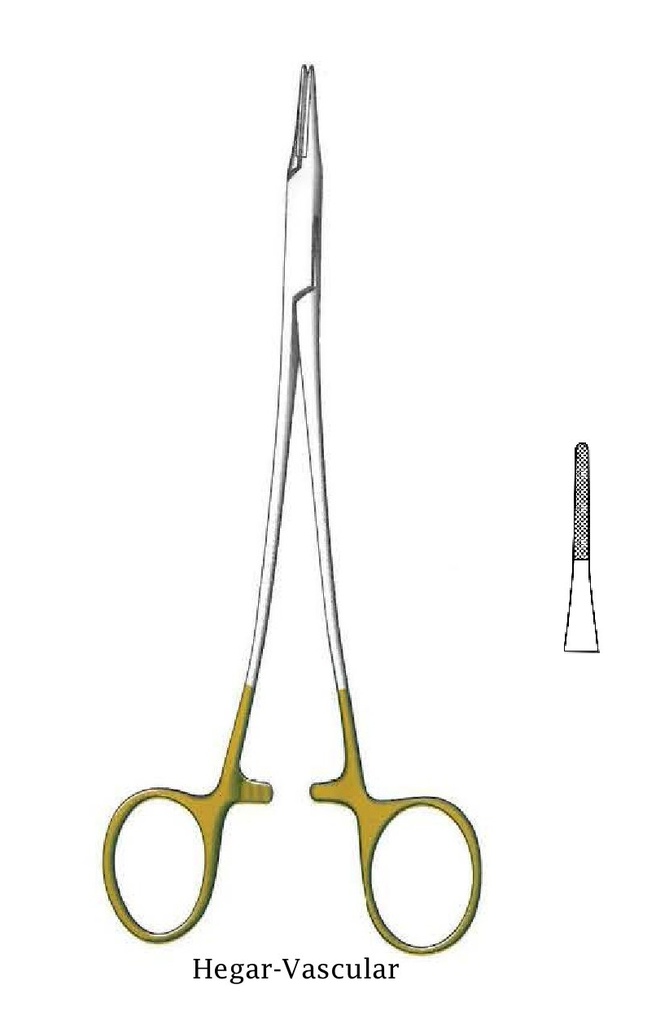 Porta agujas Hegar-Vascular premium, TC Gold - longitud = 20 cm / 8&quot;