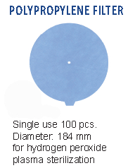 Filtros de Polipropileno Monouso sin Marca para Esterilización por Plasma, Diámetro de 184 mm - Paquete de 100 Unidades