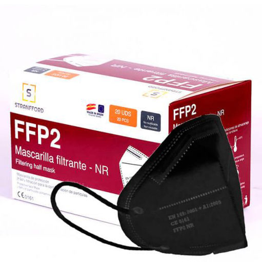 Mascarillas de Protección FFP2 Negras de Stranfford - Caja de 20 Unidades