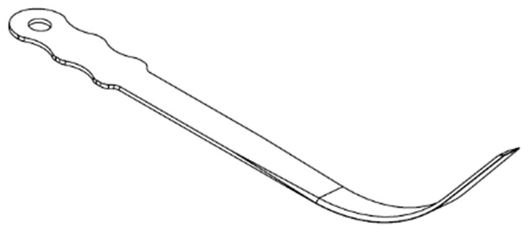 Cincel curvado medial 114.5mm x 5.4mm x 1.19mm