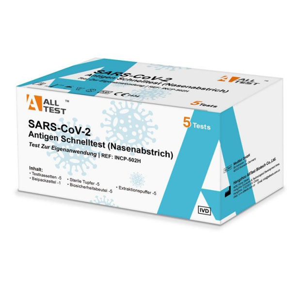 Test de Antígenos Rápido COVID-19 (Hisopo Nasal) de AllTest - Caja de 5 Unidades